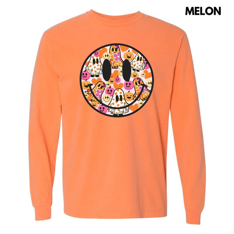 Ghost Pumpkin Happy Face Comfort Colors 'NLB' - Adult & Kids T-Shirts, Sweatshirts & Hoodies apparel design preview 1