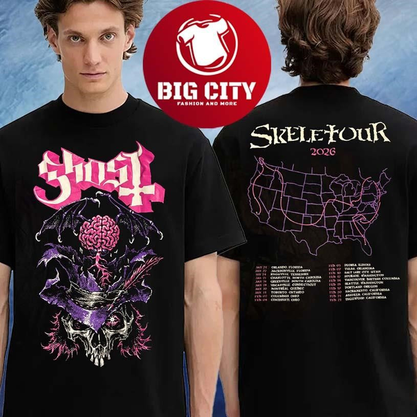 Ghost Band Merch Skele Tour 2026 Schedule Two Sided - Adult & Kids T-Shirts, Sweatshirts & Hoodies apparel design preview 1
