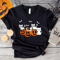 Ghost Cat Black Pumpkin Creepy Halloween Lover Spooky - Adult & Kids T-Shirts, Sweatshirts & Hoodies apparel design preview 1