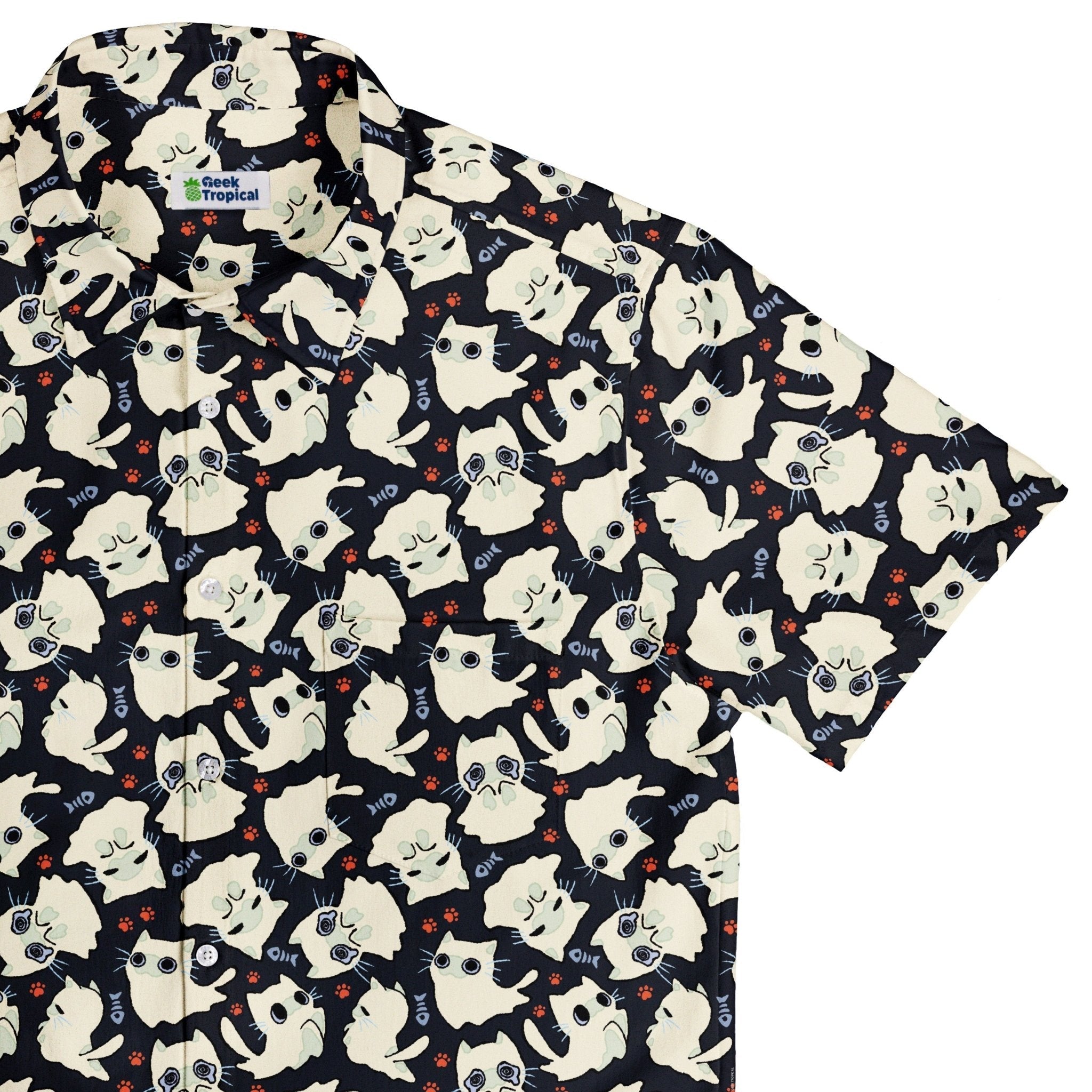 Ghost Cats Button Up - Adult & Kids T-Shirts, Sweatshirts & Hoodies apparel design preview 1