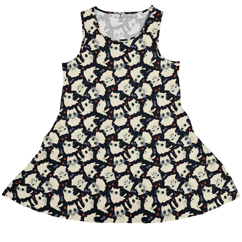 Ghost Cats Sleeveless Dress - Adult & Kids T-Shirts, Sweatshirts & Hoodies apparel design preview 1