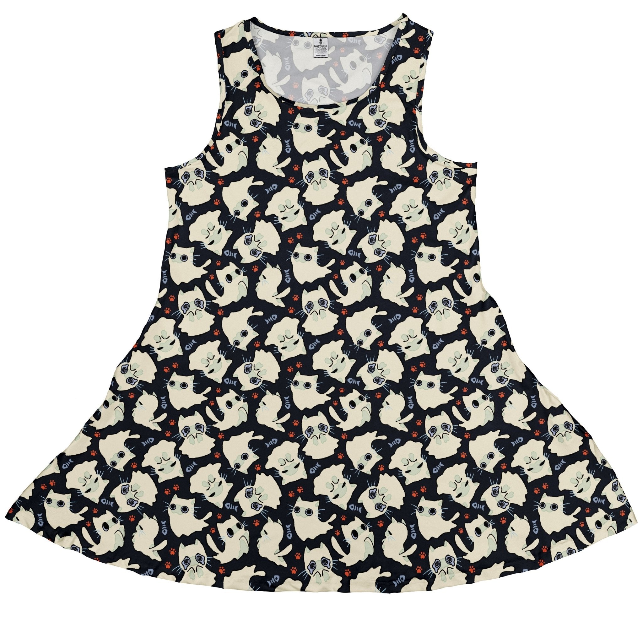 Ghost Cats Sleeveless Dress - Adult & Kids T-Shirts, Sweatshirts & Hoodies apparel design preview 1