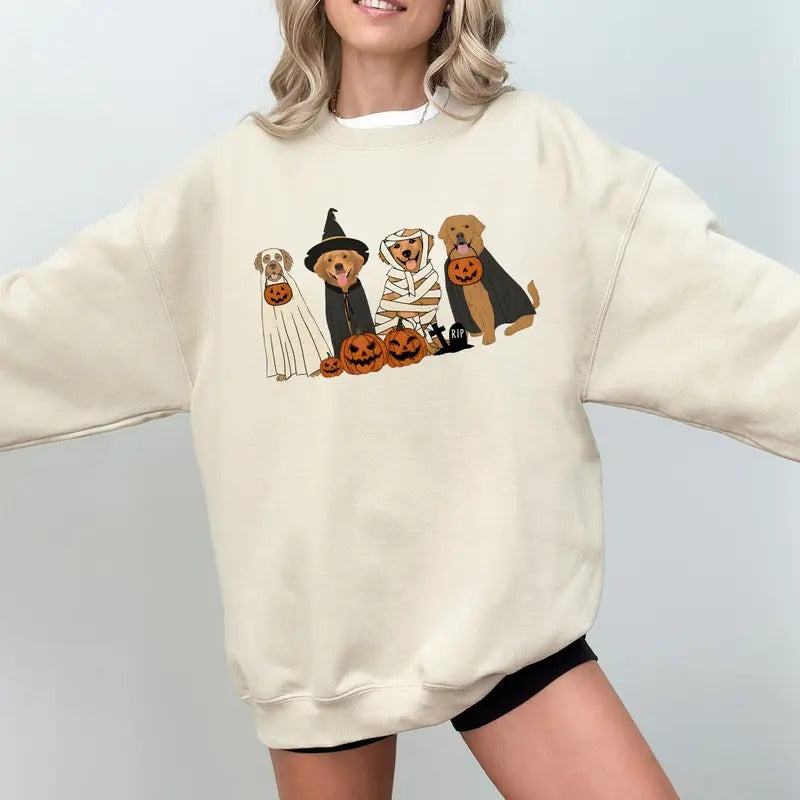 Ghost Dogs Halloween Dog Lover Pumpkin Fall - Adult & Kids T-Shirts, Sweatshirts & Hoodies apparel design preview 1