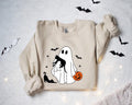 Ghost Holding Black Cat Halloween Fall Spooky Season - Adult & Kids T-Shirts, Sweatshirts & Hoodies apparel design preview 1