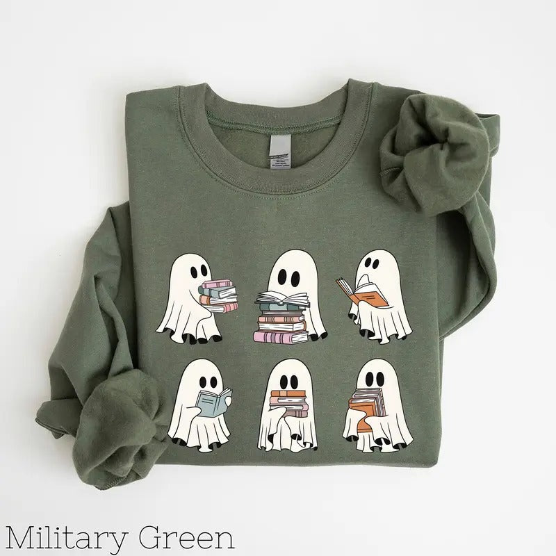 Ghost Reading Books Acotar Bookish Librarian - Adult & Kids T-Shirts, Sweatshirts & Hoodies apparel design preview 1