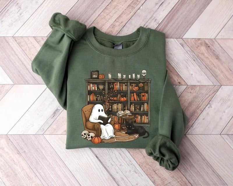 Ghost Reading Books Acotar Bookish Librarian - Adult & Kids T-Shirts, Sweatshirts & Hoodies apparel design preview 1