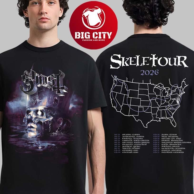 Ghost Skeletour 2026 North America Merch Official - Adult & Kids T-Shirts, Sweatshirts & Hoodies apparel design preview 1