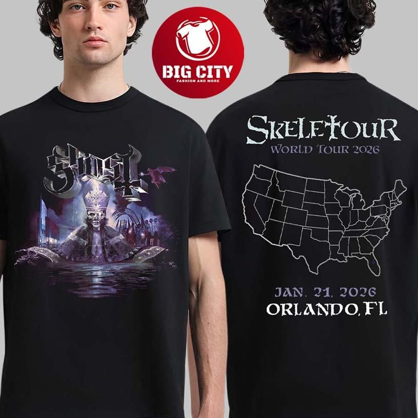 Ghost Skeletour 2026 Orlando Florida Venue Two Sided - Adult & Kids T-Shirts, Sweatshirts & Hoodies apparel design preview 1