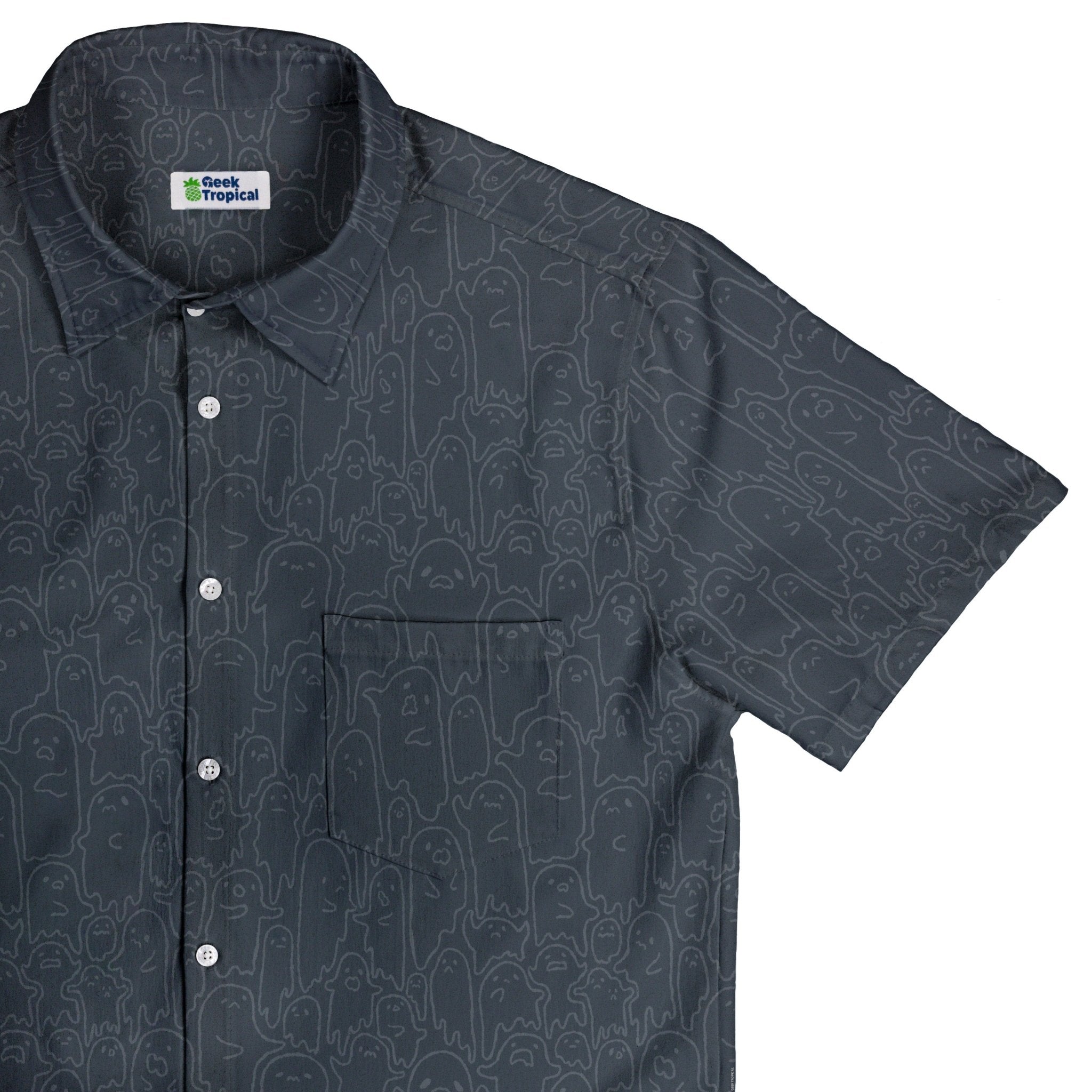 Ghost Wall Charcoal Blue Button Up - Adult & Kids T-Shirts, Sweatshirts & Hoodies apparel design preview 1