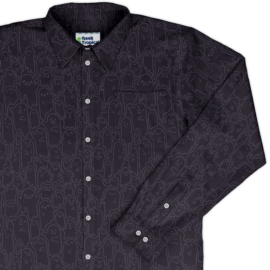 Ghost Wall Purple Button Up - Adult & Kids T-Shirts, Sweatshirts & Hoodies apparel design preview 1