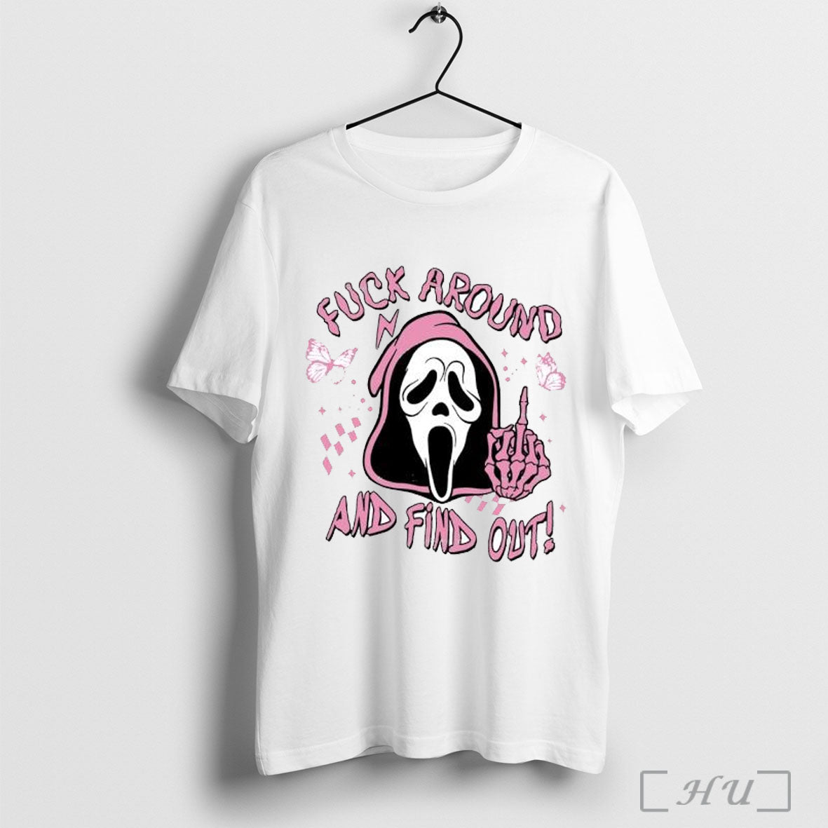 Ghostface Fuck Around And Find Out Horror Pink - Adult & Kids T-Shirts, Sweatshirts & Hoodies apparel design preview 1
