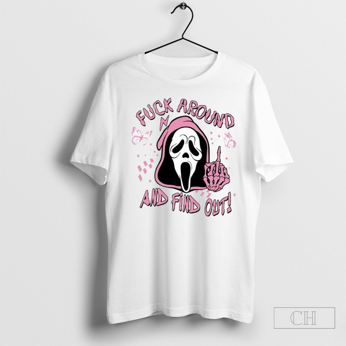 Ghostface Fuck Around And Find Out Horror Pink - Adult & Kids T-Shirts, Sweatshirts & Hoodies apparel design preview 1