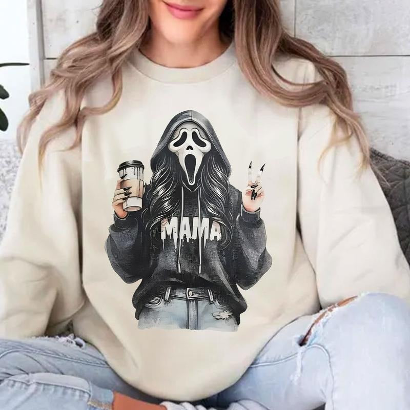 Ghostface MAMA Death Coffee - Adult & Kids T-Shirts, Sweatshirts & Hoodies apparel design preview 1