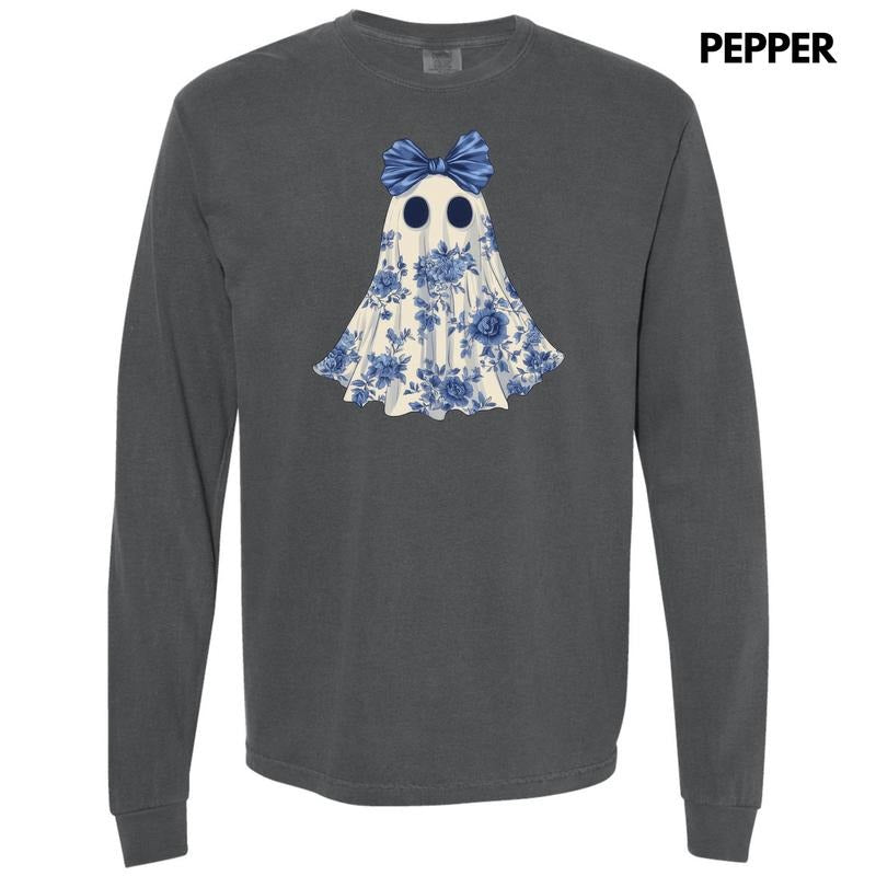 Ghostly Blue Florals Comfort Colors 'NLB' - Adult & Kids T-Shirts, Sweatshirts & Hoodies apparel design preview 1