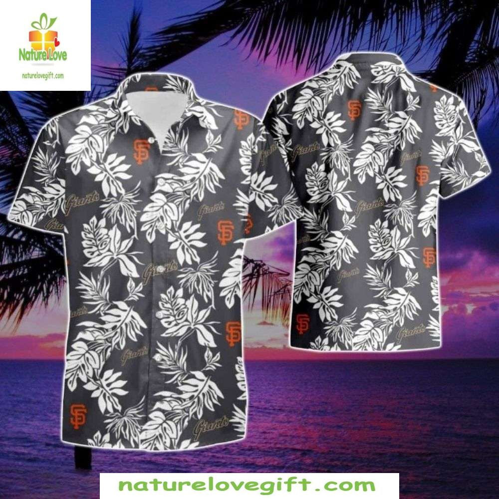MLB Hawaiian Giants Midnight Floral Monochrome - Adult & Kids T-Shirts, Sweatshirts & Hoodies apparel design preview 1
