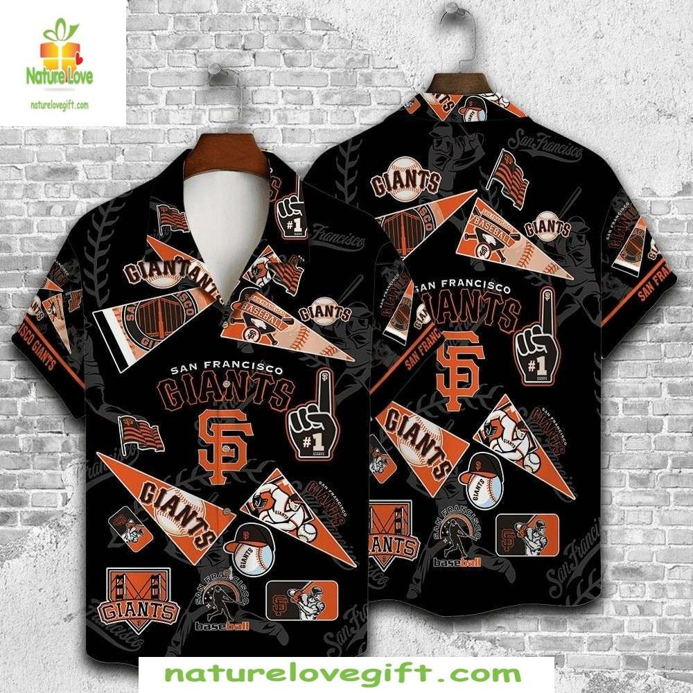 MLB Giants Retro Pennant Hawaiian Monochrome Baseball - Adult & Kids T-Shirts, Sweatshirts & Hoodies apparel design preview 1