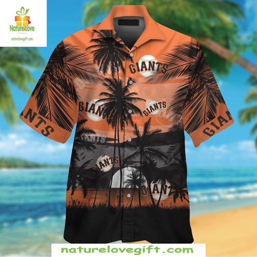 San Francisco Giants Hawaiian Orange Sunset MLB - Adult & Kids T-Shirts, Sweatshirts & Hoodies apparel design preview 1