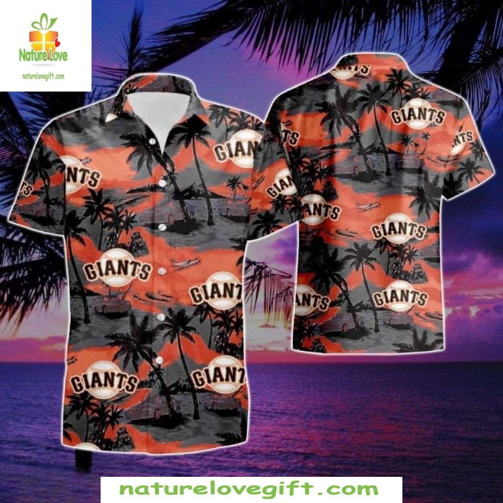 MLB Giants Hawaiian Tropical Dusk Silhouette Palms - Adult & Kids T-Shirts, Sweatshirts & Hoodies apparel design preview 1