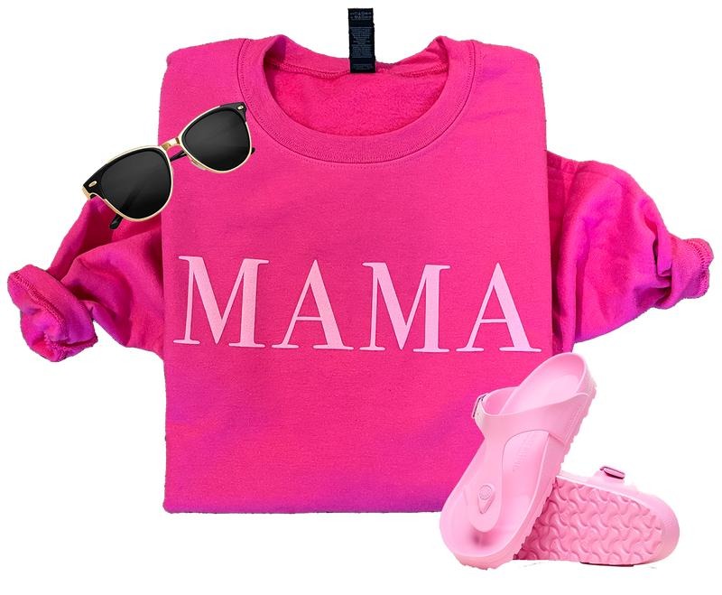 Gildan Brand Mama Mom Pink Girl Puff Print Fit - Adult & Kids T-Shirts, Sweatshirts & Hoodies apparel design preview 1