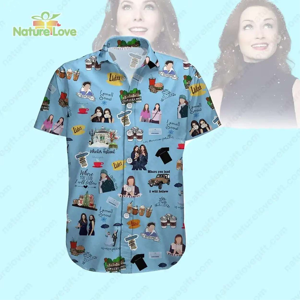 Gilmore Girls Hawaiian Stars Hollow Luke's Coffee - Adult & Kids T-Shirts, Sweatshirts & Hoodies apparel design preview 1