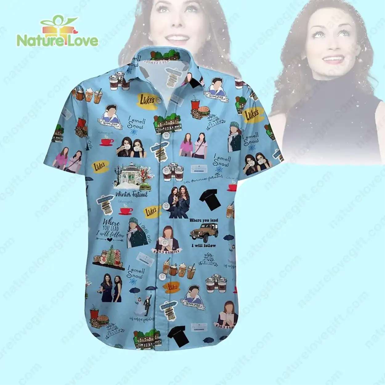 Gilmore Girls Hawaiian Stars Hollow Luke's Coffee - Adult & Kids T-Shirts, Sweatshirts & Hoodies apparel design preview 1