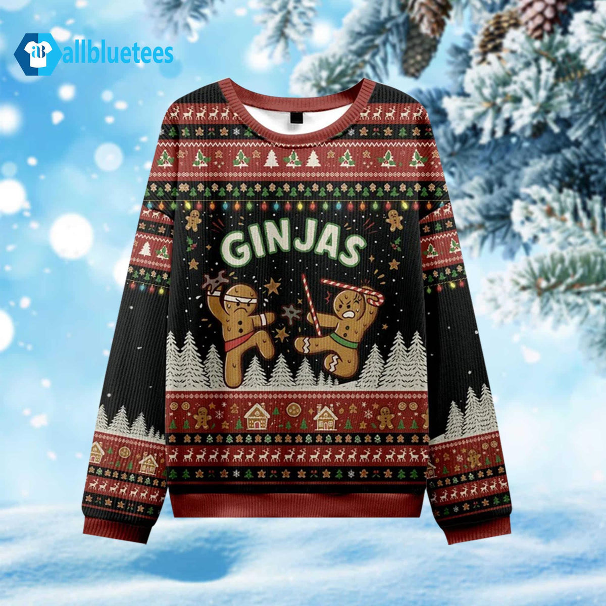 Gingerbread Ginjas In Battle Ugly Christmas Sweater - Holiday Gift product image