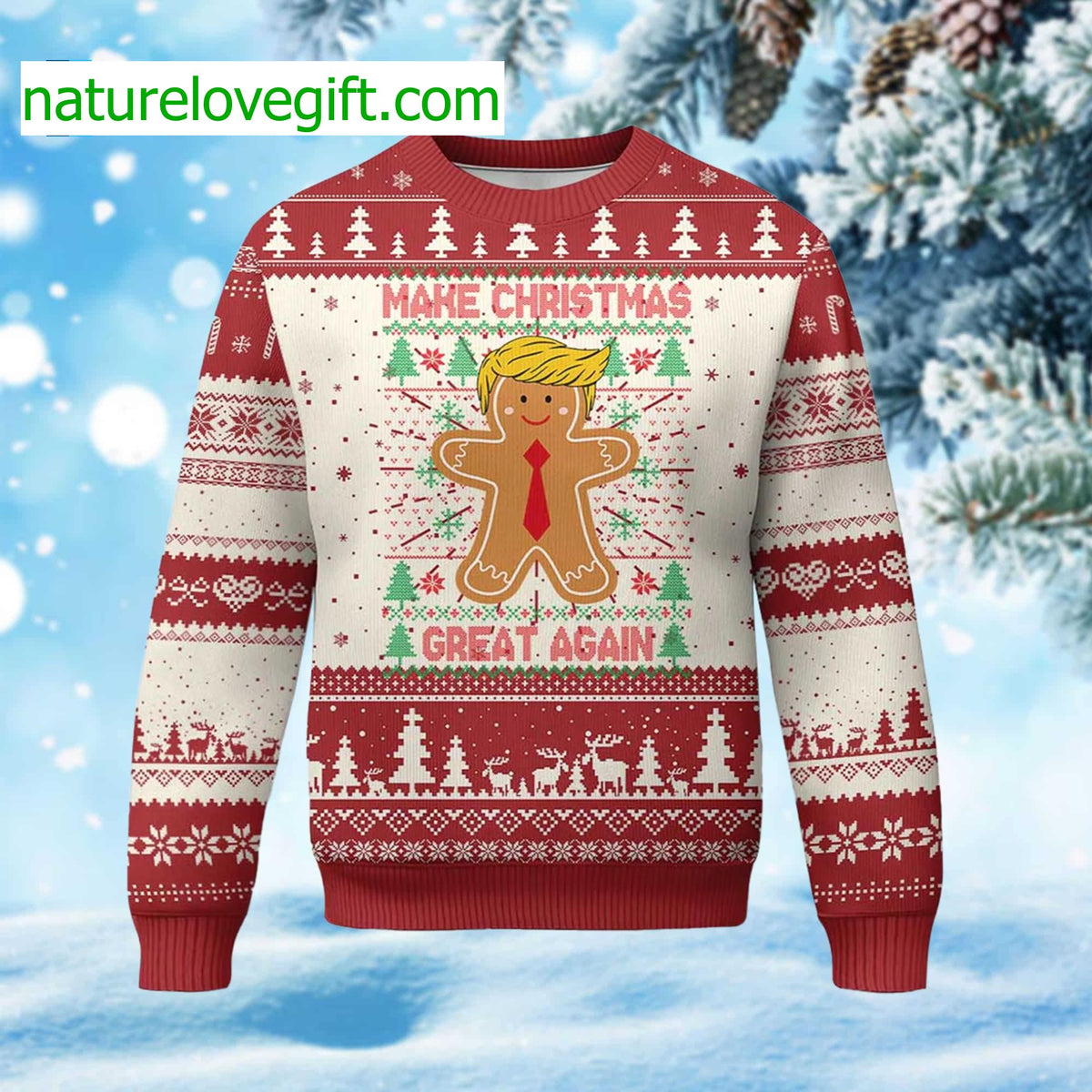 Gingerbread Trump Make Christmas Great Again Ugly Christmas Sweater - Holiday Gift product image