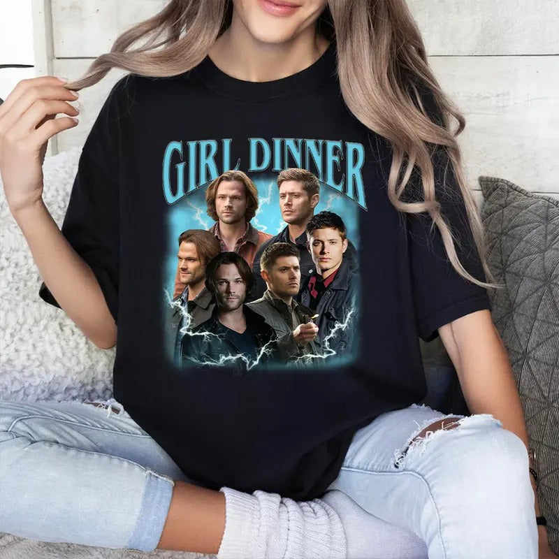 Girl Dinner Supernatural Dean Woman Man - Adult & Kids T-Shirts, Sweatshirts & Hoodies apparel design preview 1