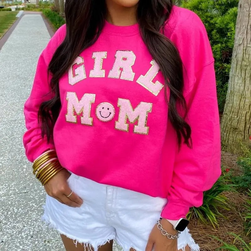 'Girl Mom' Letter Patch - Adult & Kids T-Shirts, Sweatshirts & Hoodies apparel design preview 1