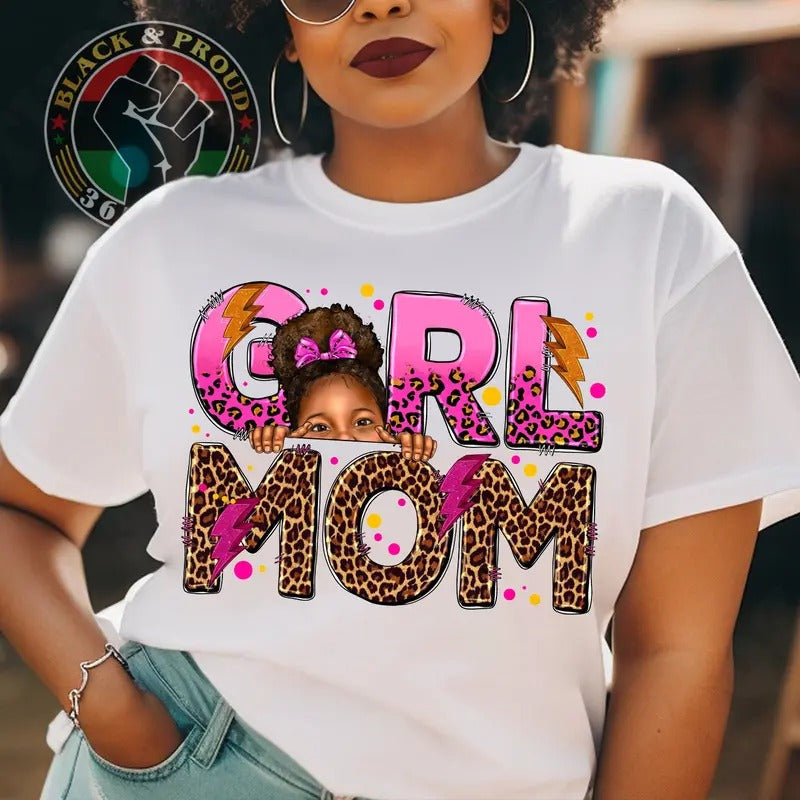 Girl Mom Melanin Leopard Black Mama African American - Adult & Kids T-Shirts, Sweatshirts & Hoodies apparel design preview 1