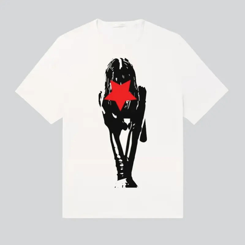 Girl Red Star Retro Y2k Streetwear Cotton Fabric - Adult & Kids T-Shirts, Sweatshirts & Hoodies apparel design preview 1