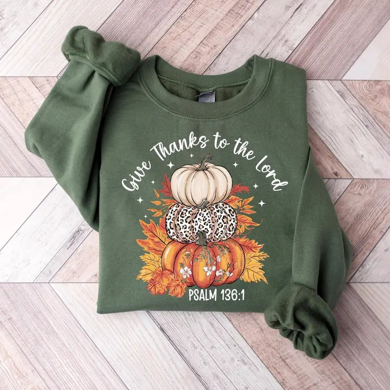 Give Thanks Lord Christian Fall Thanksgiving Jesus - Adult & Kids T-Shirts, Sweatshirts & Hoodies apparel design preview 1