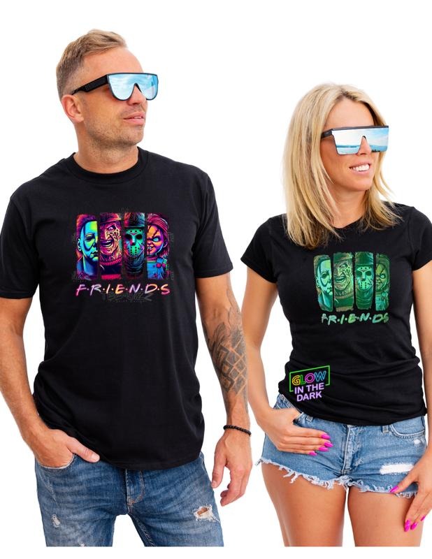 Glow Halloween FRIENDS: Dark - Adult & Kids T-Shirts, Sweatshirts & Hoodies apparel design preview 1