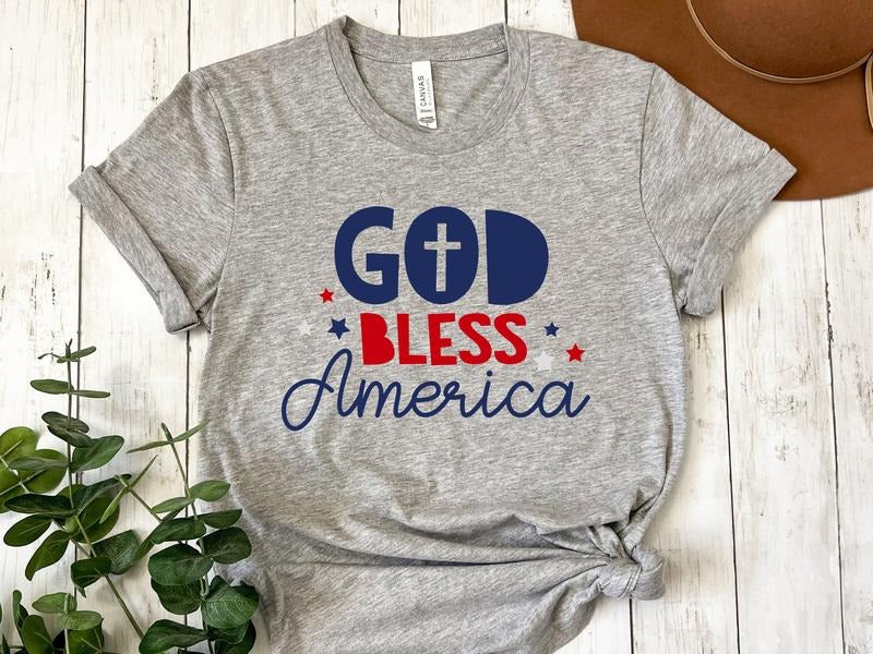 God Bless America Fourth July Usa Red White Blue Her - Adult & Kids T-Shirts, Sweatshirts & Hoodies apparel design preview 1