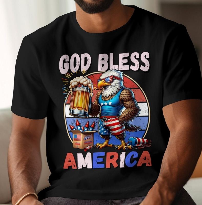 God Bless America Patriotic American Eagle Holding - Adult & Kids T-Shirts, Sweatshirts & Hoodies apparel design preview 1