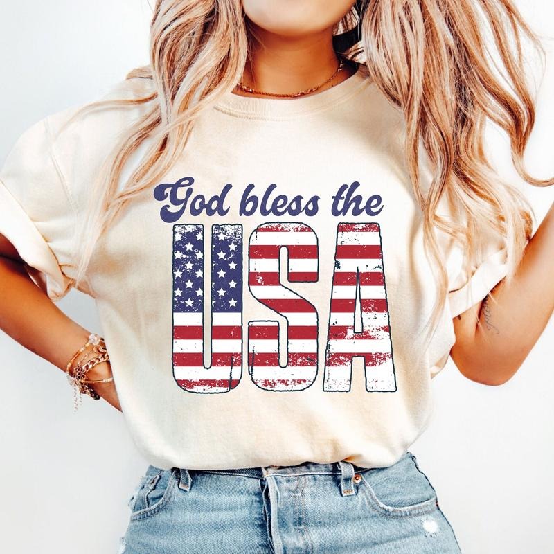 God Bless Usa Christian 4th July Patriotic Bible - Adult & Kids T-Shirts, Sweatshirts & Hoodies apparel design preview 1