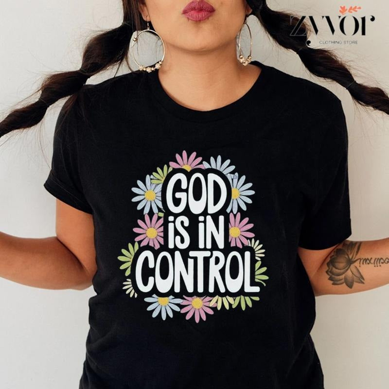 God Is Control Casual Crew Neck Short Sleeve Tops - Adult & Kids T-Shirts, Sweatshirts & Hoodies apparel design preview 1
