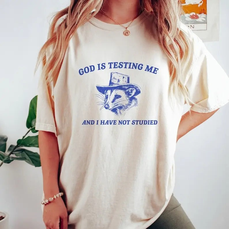 God Is Testing Me Possum Weird Opossum Meme Trash - Adult & Kids T-Shirts, Sweatshirts & Hoodies apparel design preview 1