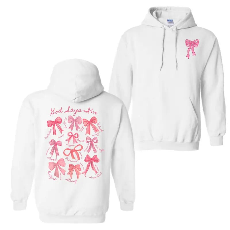 God Says I Am Coquette Bow Christian Girl Comfort - Adult & Kids T-Shirts, Sweatshirts & Hoodies apparel design preview 1