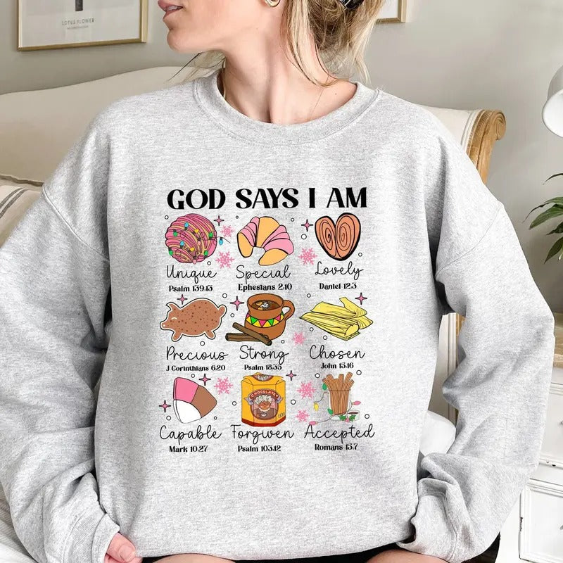 God Says I Am Mexican All Want Is Pan Dulce Feliz - Adult & Kids T-Shirts, Sweatshirts & Hoodies apparel design preview 1