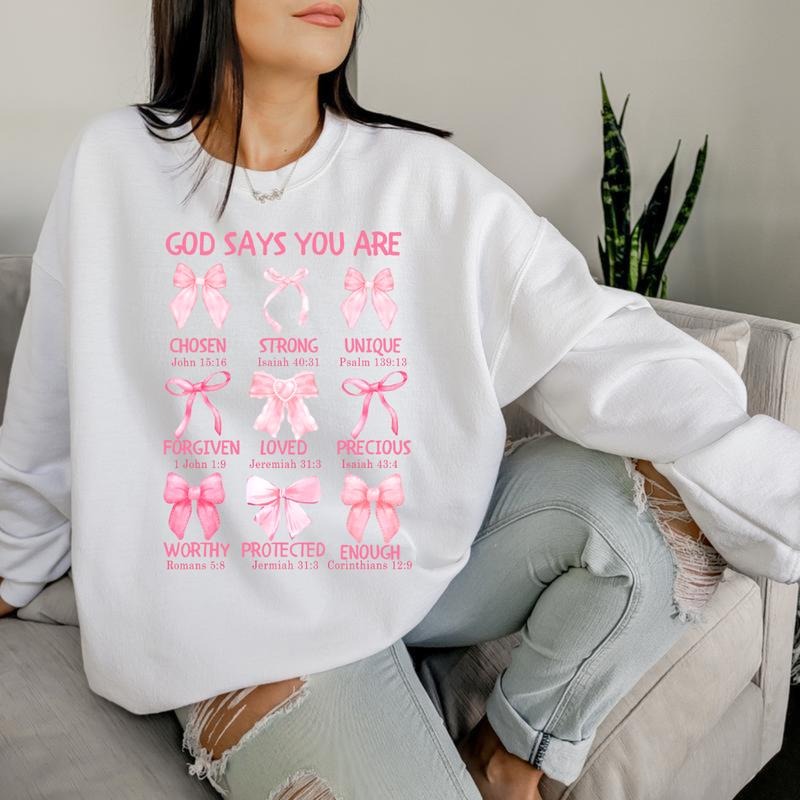 God Says You Are Coquette Pink Bow Soft Girl Era - Adult & Kids T-Shirts, Sweatshirts & Hoodies apparel design preview 1