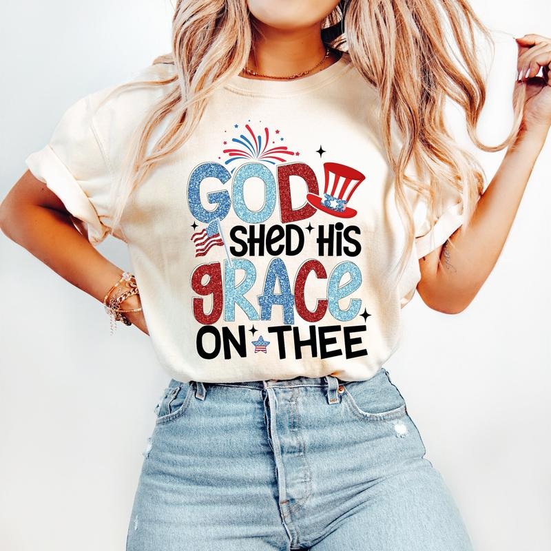 God Shed His Grace 4th July America Independence Day - Adult & Kids T-Shirts, Sweatshirts & Hoodies apparel design preview 1