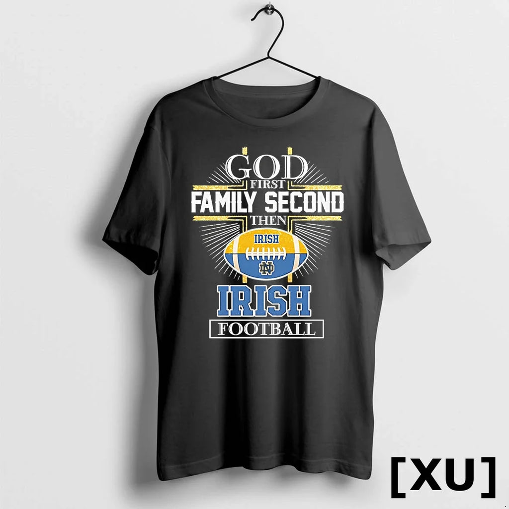 God First Family Second Notre Dame Fighting Irish - Adult & Kids T-Shirts, Sweatshirts & Hoodies apparel design preview 1
