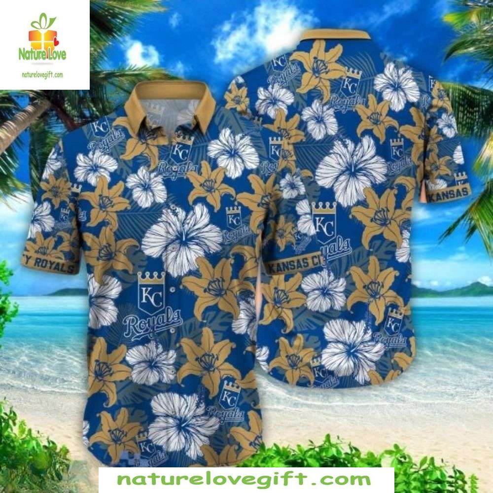 Kansas City Royals Hawaiian Tropical Hibiscus MLB - Adult & Kids T-Shirts, Sweatshirts & Hoodies apparel design preview 1