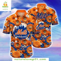 NY Mets Hawaiian Floral Fandom Fiesta Bloom Baseball - Adult & Kids T-Shirts, Sweatshirts & Hoodies apparel design preview 1