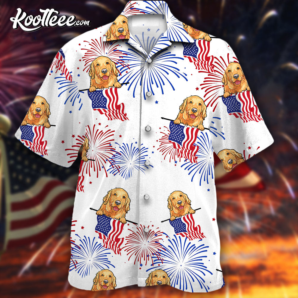 Golden Retriever 4th Of July Hawaiian - Adult & Kids T-Shirts, Sweatshirts & Hoodies apparel design preview 1