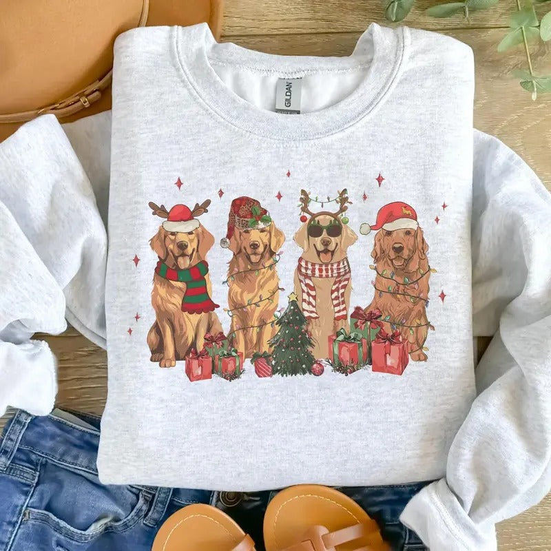Golden Retriever Retro Dog Mom Lover Xmas - Adult & Kids T-Shirts, Sweatshirts & Hoodies apparel design preview 1
