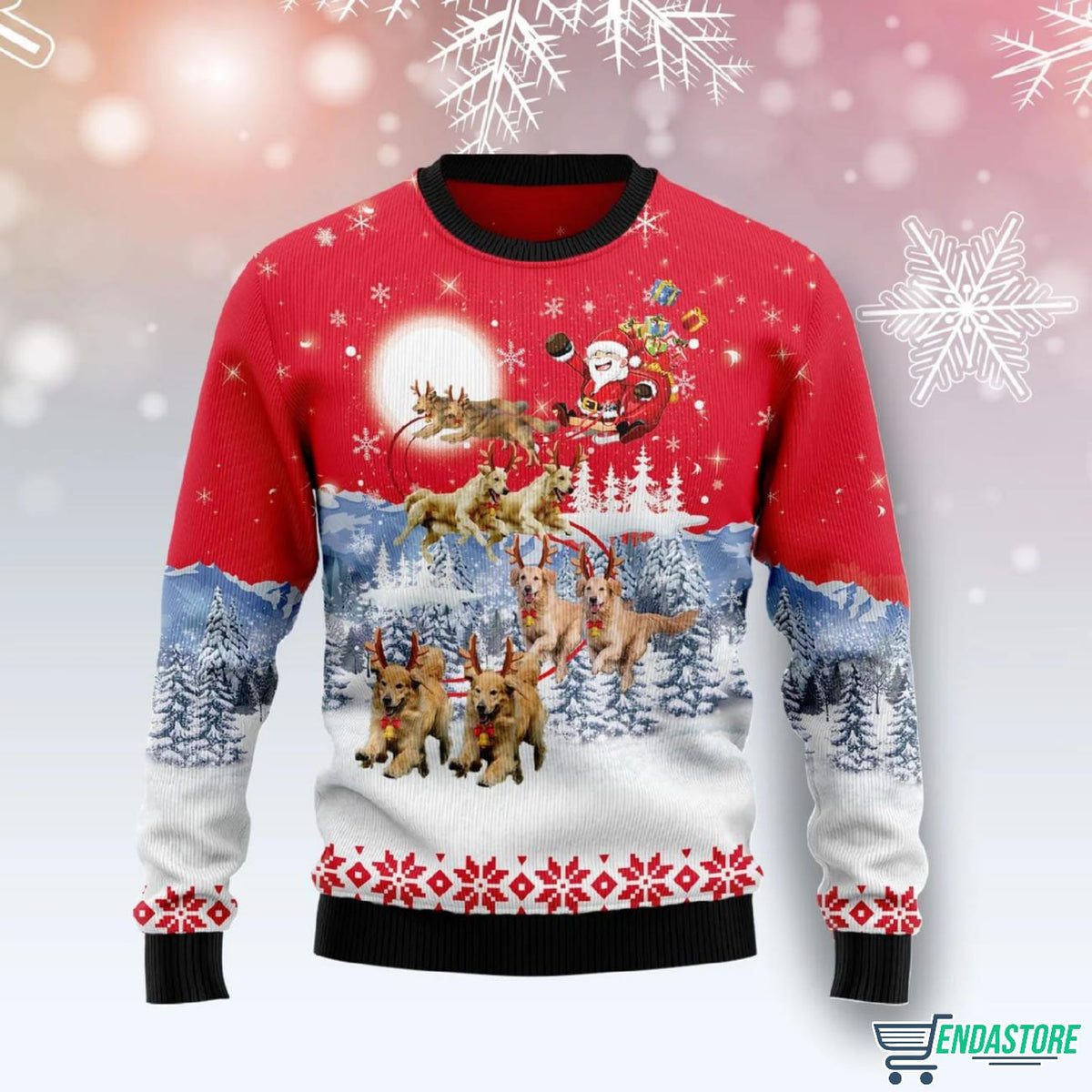 Golden Retriever Santa Claus Reindeer 3D Ugly Christmas Sweater - Holiday Gift product image