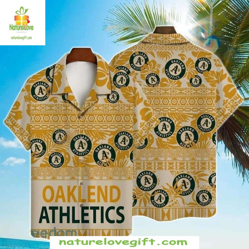 Oakland A's Hawaiian Retro Geometric Print MLB - Adult & Kids T-Shirts, Sweatshirts & Hoodies apparel design preview 1