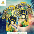 Milwaukee Brewers Hawaiian Golden Wave Surf Stylish - Adult & Kids T-Shirts, Sweatshirts & Hoodies apparel design preview 1